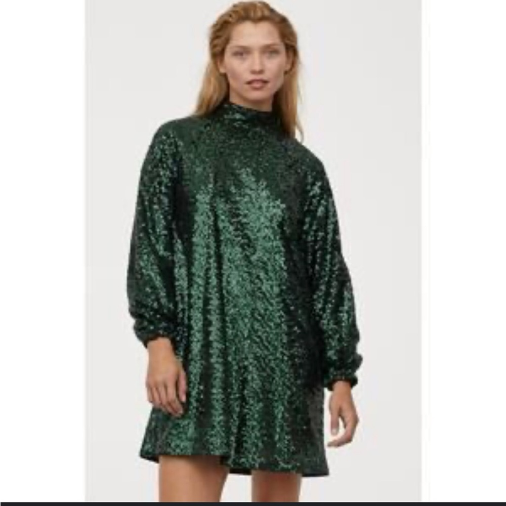 H&M Emerald Sequin Mini Dress